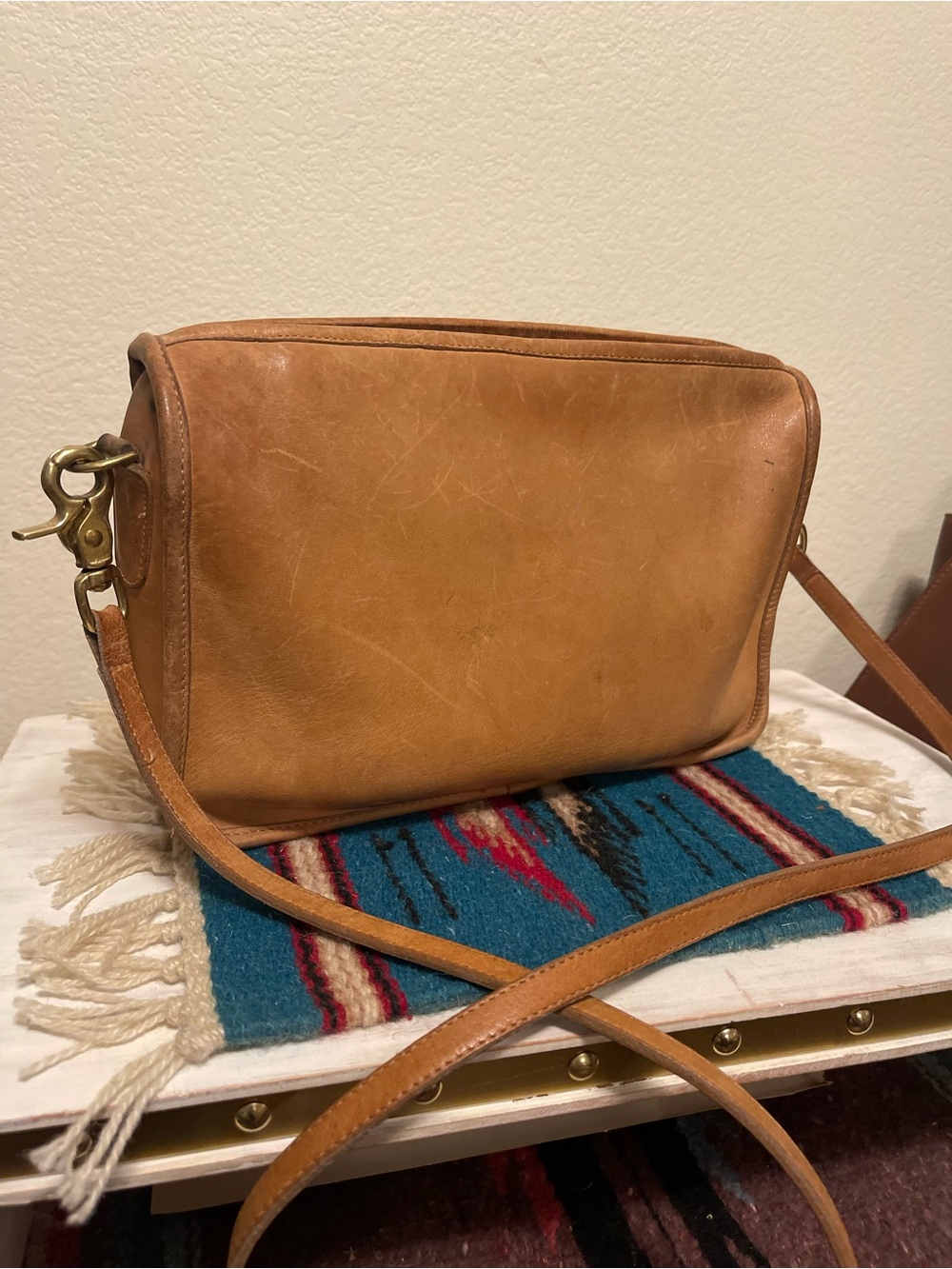 Vintage Coach Tan Leather Companion Bag 70’s Made in NYC